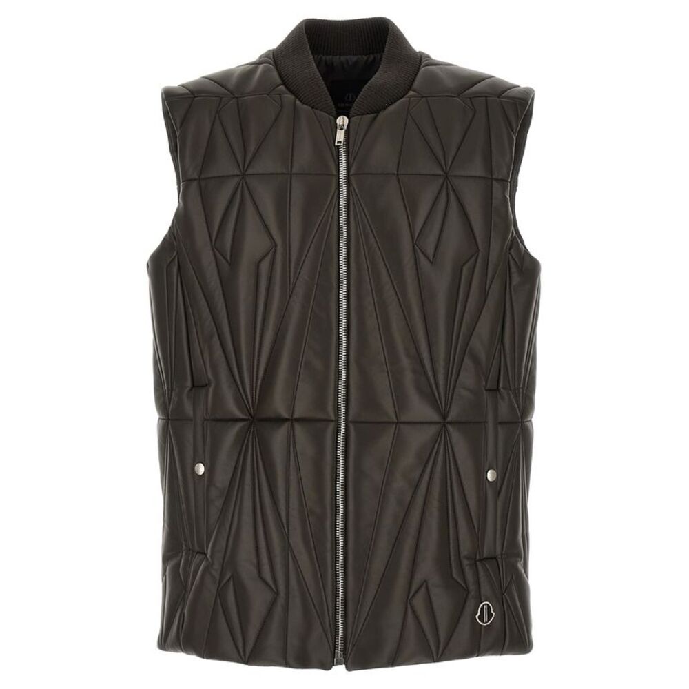 Rick Owens Brown Lamb Leather Sleeveless Men's Jacket